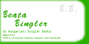beata bingler business card